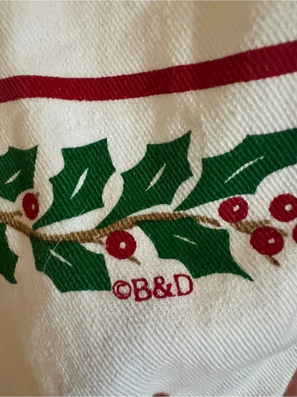Vintage 1980’s Barth & Dreyfuss Christmas Teddy Bear Apron with Holly Accente